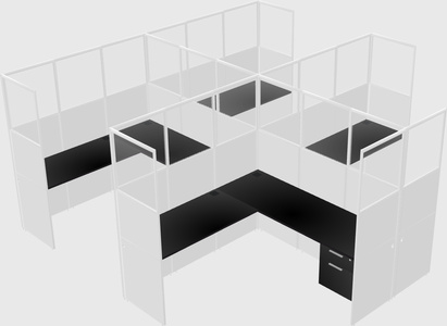 Shared l-shaped cubicle