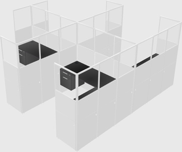 Shared l-shaped cubicle