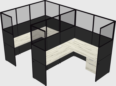 Shared l-shaped cubicle