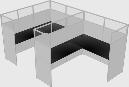 Shared l-shaped cubicle