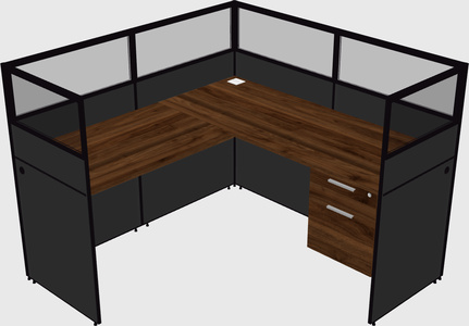 Shared l-shaped cubicle