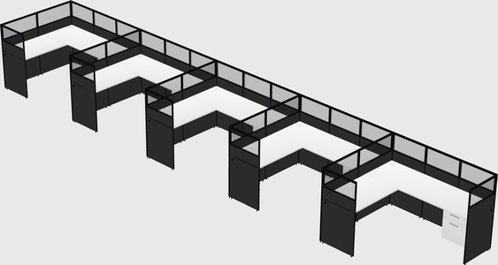 Shared l-shaped cubicle