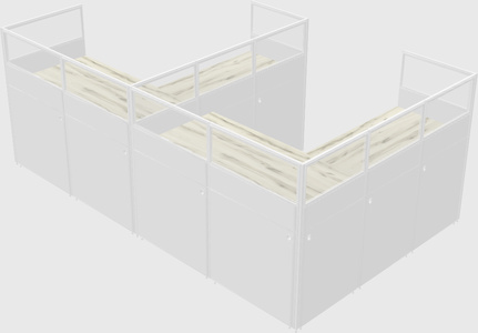 Shared l-shaped cubicle