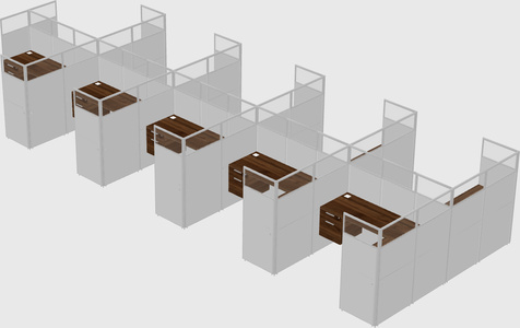 Shared l-shaped cubicle