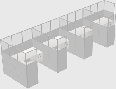 Shared l-shaped cubicle