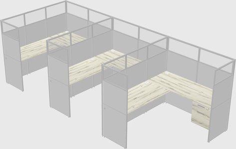 Shared l-shaped cubicle