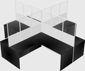 Shared l-shaped cubicles