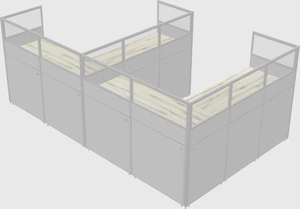 Shared l-shaped cubicle