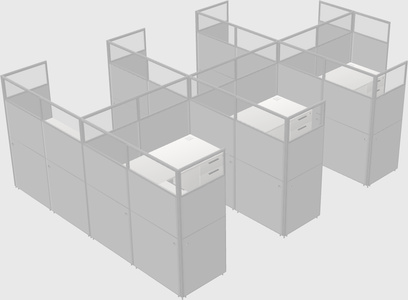 Shared l-shaped cubicle