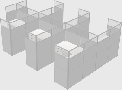 Shared l-shaped cubicle