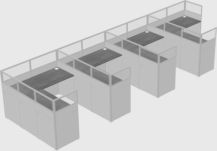 Shared l-shaped cubicle