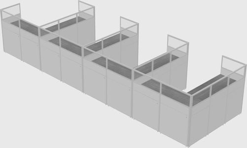 Shared l-shaped cubicle