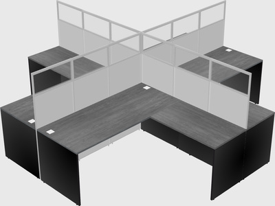 Shared l-shaped cubicles