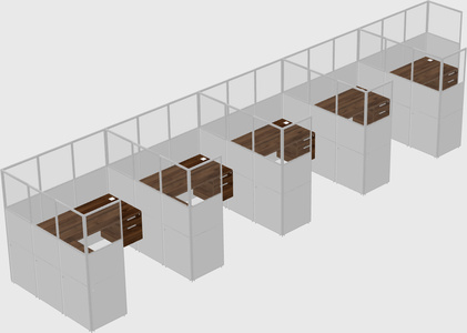 Shared l-shaped cubicle