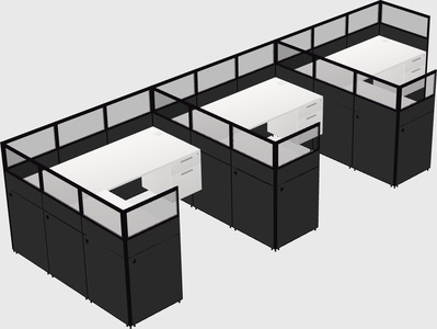 Shared l-shaped cubicle