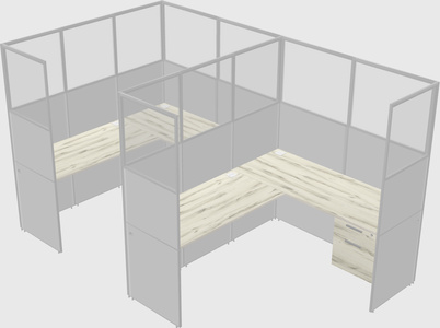 Shared l-shaped cubicle