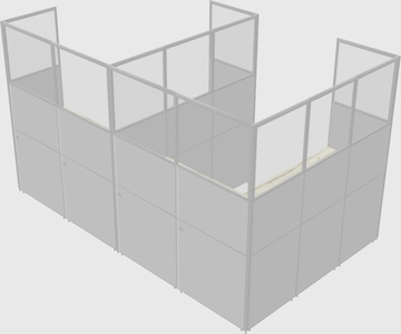 Shared l-shaped cubicle