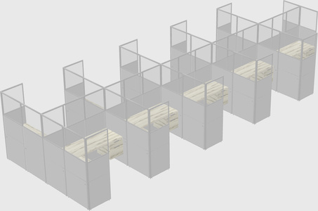Shared l-shaped cubicle