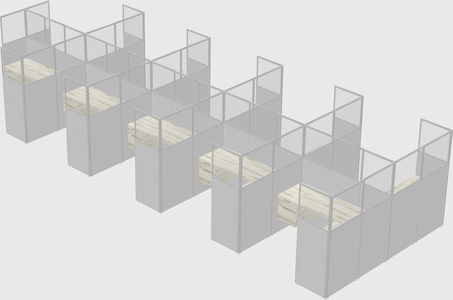 Shared l-shaped cubicle