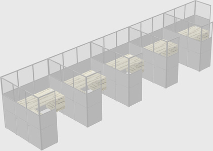 Shared l-shaped cubicle