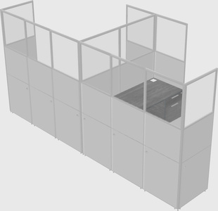 Shared l-shaped cubicle