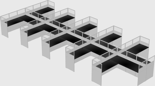Shared l-shaped cubicle