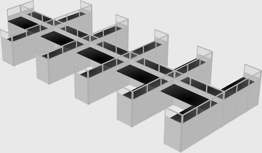 Shared l-shaped cubicle