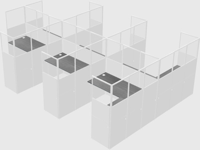 Shared l-shaped cubicle