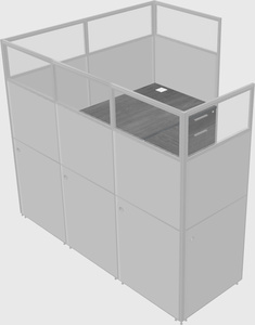 Shared l-shaped cubicle