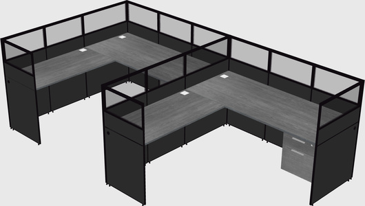 Shared l-shaped cubicle