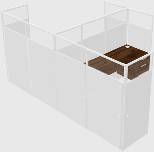 Shared l-shaped cubicle