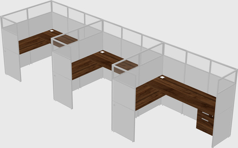 Shared l-shaped cubicle