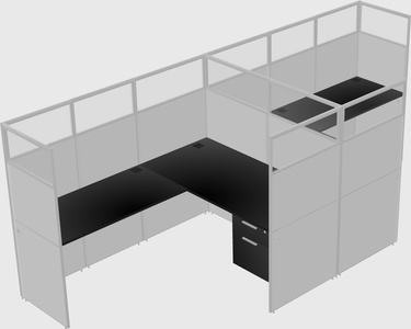 Shared l-shaped cubicle