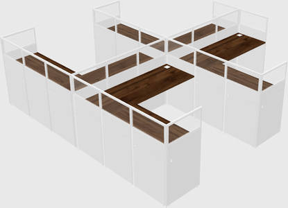 Shared l-shaped cubicle