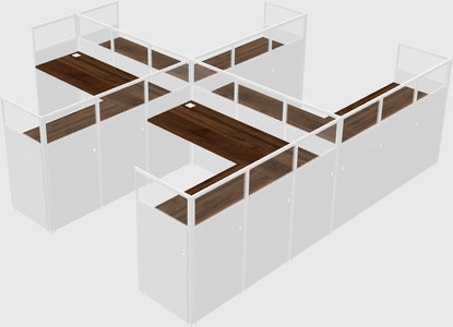 Shared l-shaped cubicle