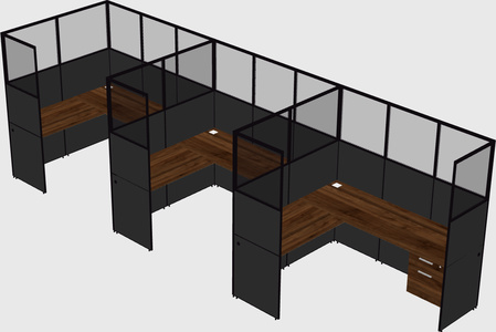 Shared l-shaped cubicle