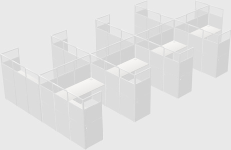Shared l-shaped cubicle