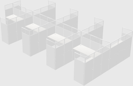 Shared l-shaped cubicle
