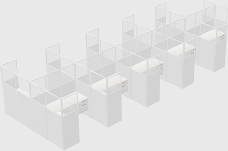 Shared l-shaped cubicle
