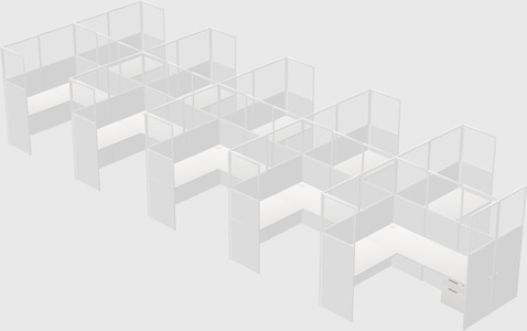 Shared l-shaped cubicle