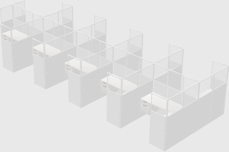 Shared l-shaped cubicle