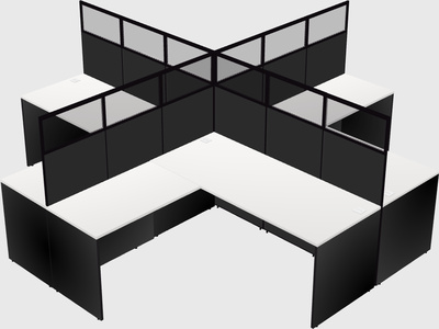 Shared l-shaped cubicles