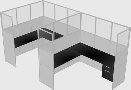 Shared l-shaped cubicle