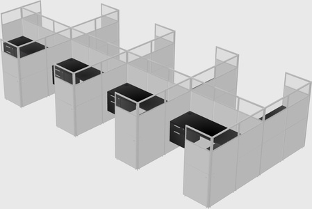 Shared l-shaped cubicle