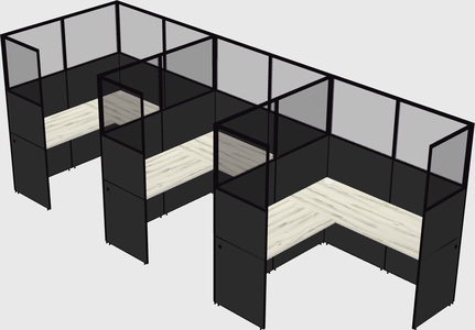 Shared l-shaped cubicle