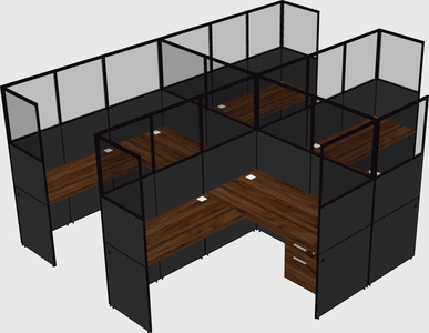 Shared l-shaped cubicle