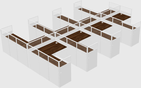 Shared l-shaped cubicle