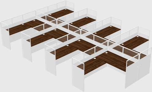 Shared l-shaped cubicle