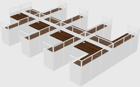 Shared l-shaped cubicle