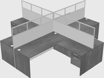Shared l-shaped cubicles